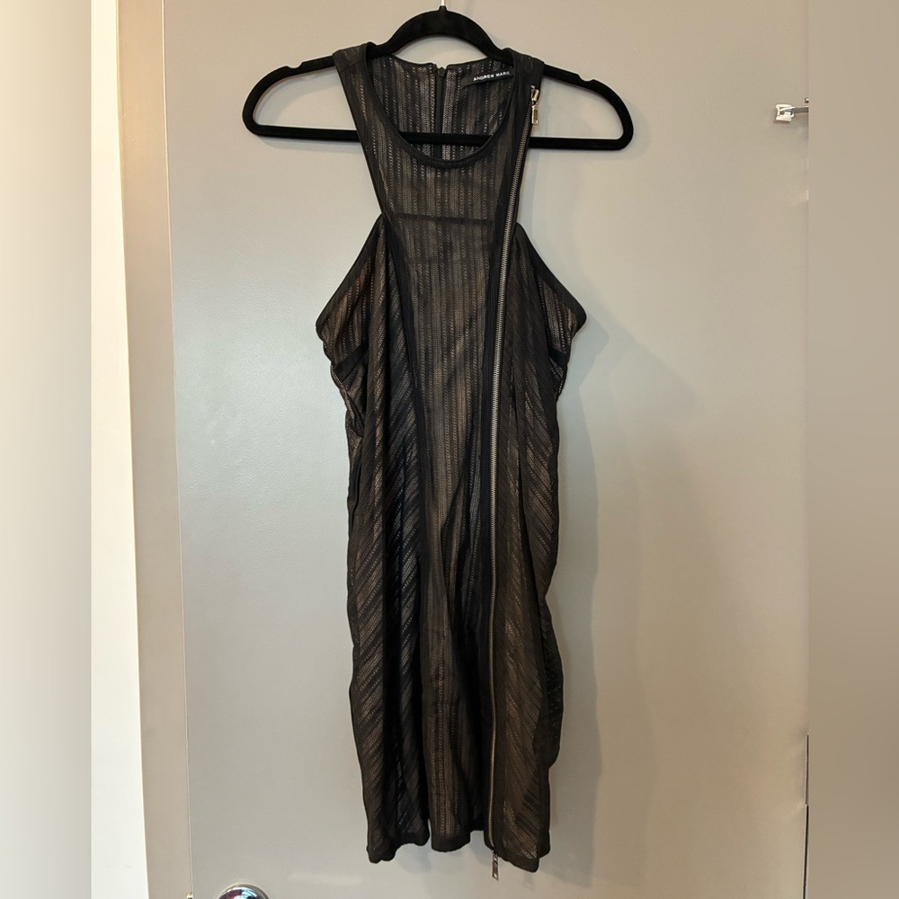 Andrew Marc Women’s Mini Dress with Zipper Design